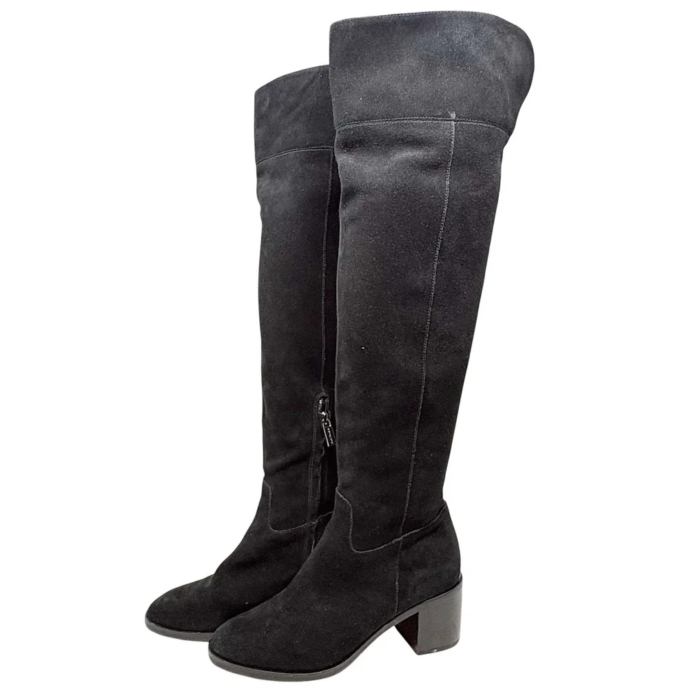 Michael Kors Black Suede Over the Knee Tall Block Heel Boots Size 7.5M